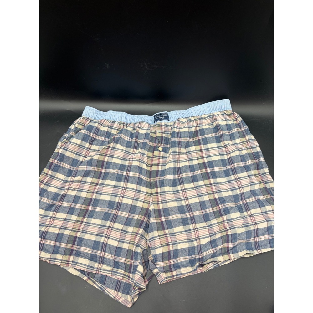 Polo Ralph Lauren Mens Classic Underwear Plaid Cotton Boxers Blue XL 40-42
